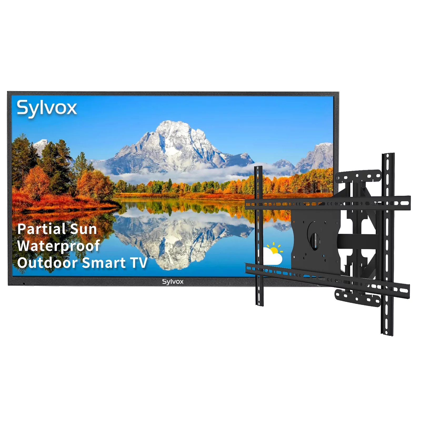 Sylvox 43 inch Outdoor TV Partial Sun 1000 Nits 4K LED Waterproof TV Anti Glare Outdoor Smart TV (Deck Series)