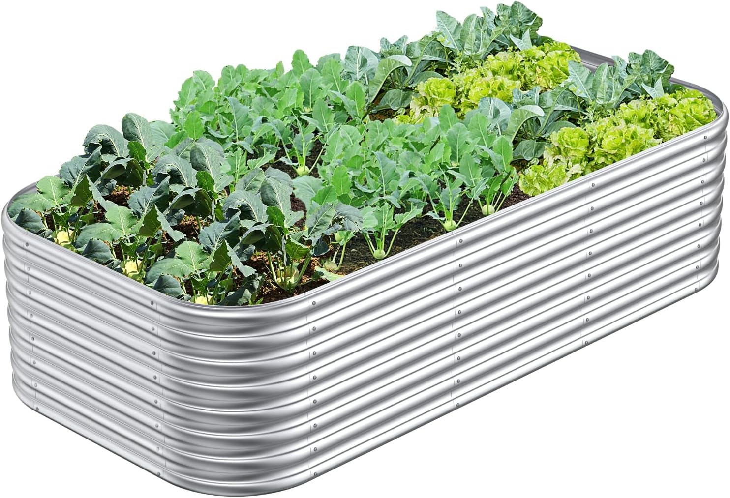8x2x2/6.5x3.5x2/5x5x2ft Outdoor Galvanized Raised Garden Bed, 9 in 1 Adjustable Planter Raised Bed for Gardening