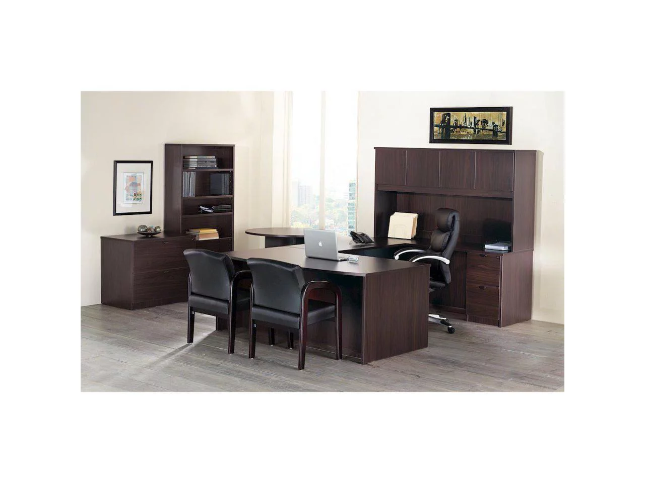 Lorell Prominence 2.0 Espresso Laminate Box/Box/File Left-Pedestal Desk - 3-Drawer 1" Top, 72" x 36" x 29" - 3 x File Drawer(s), Box Drawer(s)