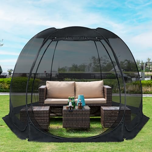 Alvantor Screen House Gazebo, 6-10-15 Person Pop Up Igloo Screened Canopy Tent with Mosquito Netting Sides