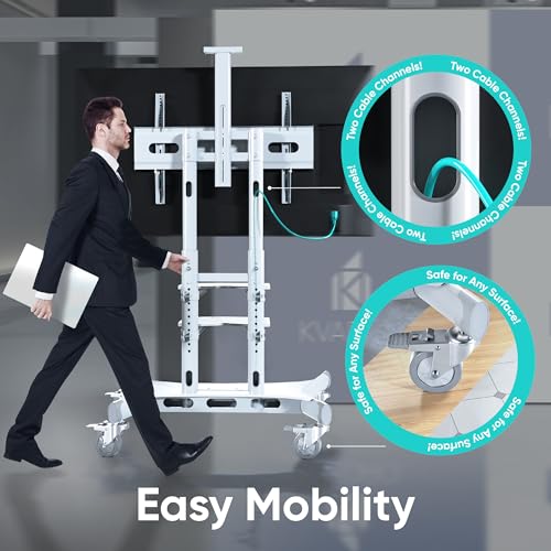 ONKRON Mobile TV Stand on Wheels for 50-86 Inch TVs, max Load up to 233 lbs, Adjustable Height TV Stand Movable, max VESA 800x500 - Portable