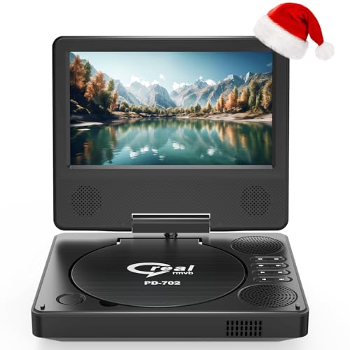 9.5" Portable DVD Player with 7.5" Swivel Display Screen, 5-Hour Built-in Rechargeable Battery, Car DVD Player