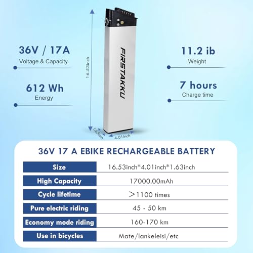 36V 48V 10A 13A 17A Ebike Battery, Ebike Battery Pack for 50w - 1000W Motor with Safe Lock and 3A Charger, Lithium Ebike Battery for Folding Bike