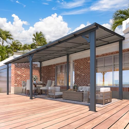 AECOJOY 10&rsquo; x 10&rsquo; Gazebo, Wall Mounted Gazebos Pergola on Clearance, Outdoor Patio Lean to Gazebo Awnings for Deck, Porch