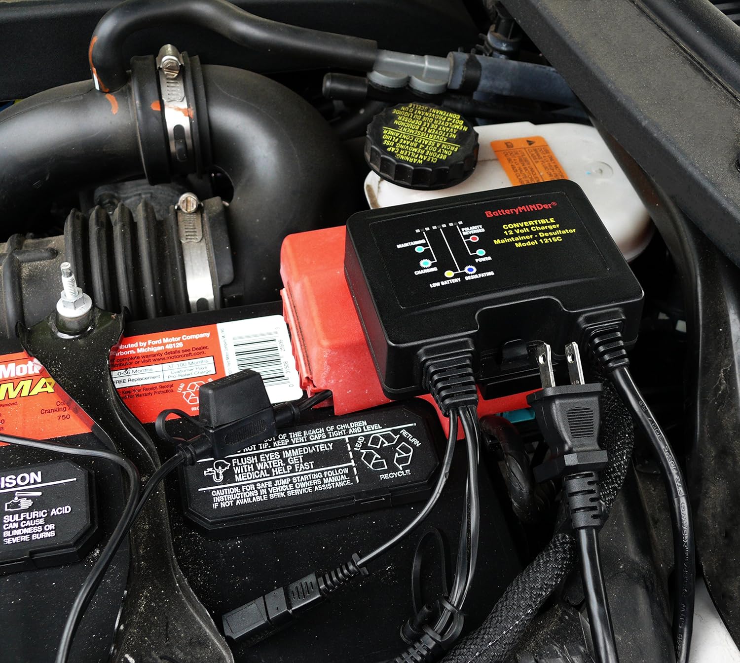 BatteryMINDer 1215C: 12 Volt-1.5 AMP Convertible Multi-Use On-Board, Benchtop Battery Charger, Battery Maintainer, and Battery Desulfator