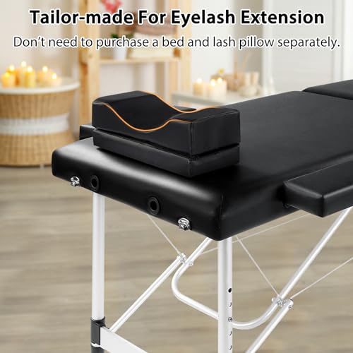 Portable Lash Bed for Lash Extensions Massage Table with Eyelash Pillow Esthetician Bed Spa Table Spa Bed Height Adjustable Waterproof Aluminum Frame