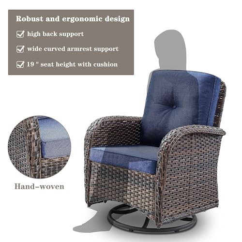 Patio Wicker Chairs Swivel Rocker - Outdoor Swivel Rocking Chairs Set of 2 with Rattan Side Table