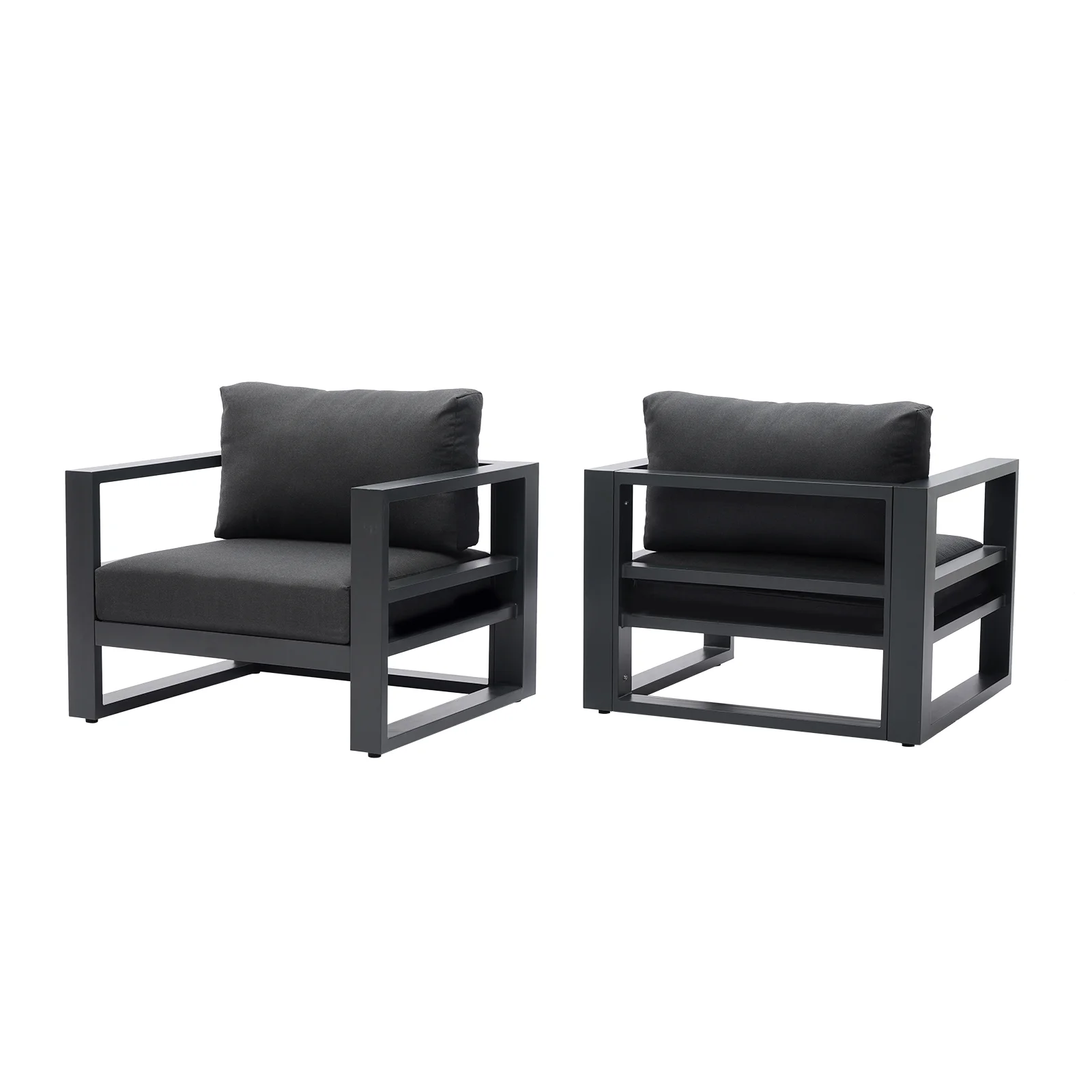 Patio Furniture Armchairs 2 PCS Set Outdoor Aluminum Sofa Set of 2 All Weather Conversation Set