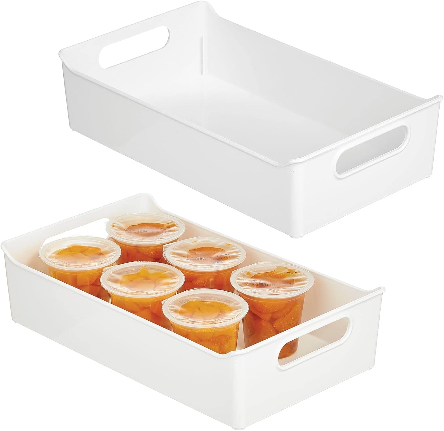 mDesign Small Plastic Kitchen Storage Container Bins with Handles -Organization in Pantry, Cabinet, Refrigerator or Freezer Shelves