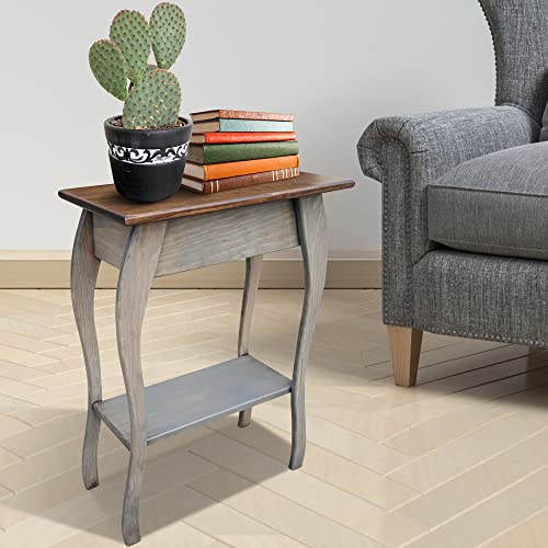 Peaceful Classics Wooden End Table- Amish Handmade Slim Side Table for Living Room, Bedroom, Entry Way, & Hallway