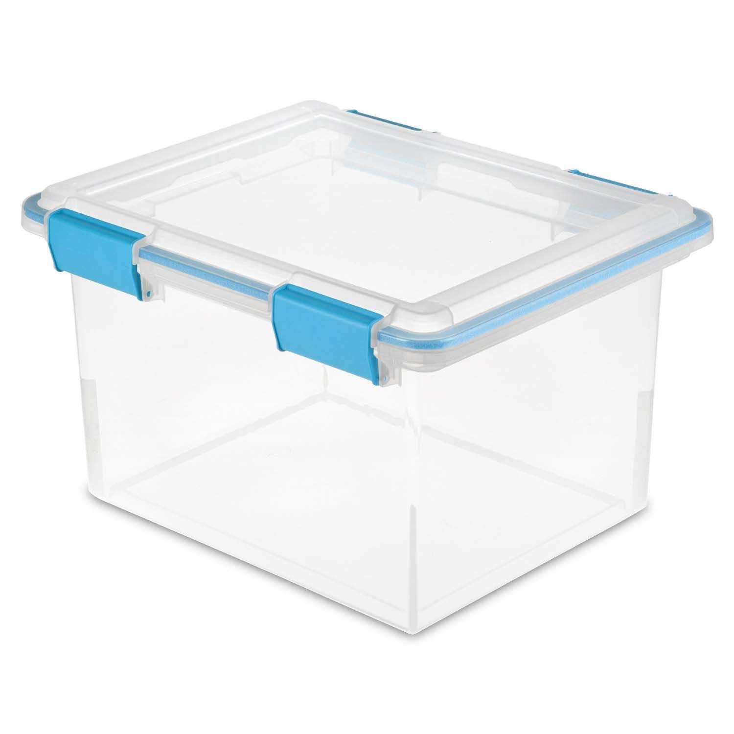 Sterilite 19334304 32 Quart Gasket Box with Clear Base and Lid 4 Pack