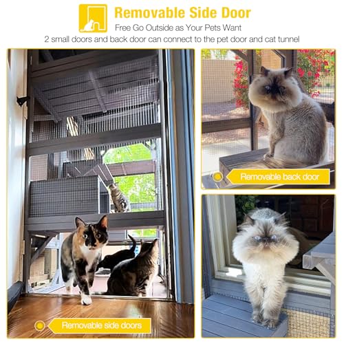 Aivituvin Catio Outdoor Cat Enclosure Large Cat House for Mulitiple Cats Walk in Kitty Cage with Tarp Roof 70"