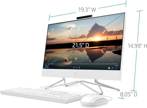 HP 21.5 inch All-in-One Desktop PC, 1080P FHD Display, 16GB RAM, 1TB PCIe SSD, Intel Dual-Core Celeron Processor, Windows 11 Pro, Webcam, WiFi, HDMI