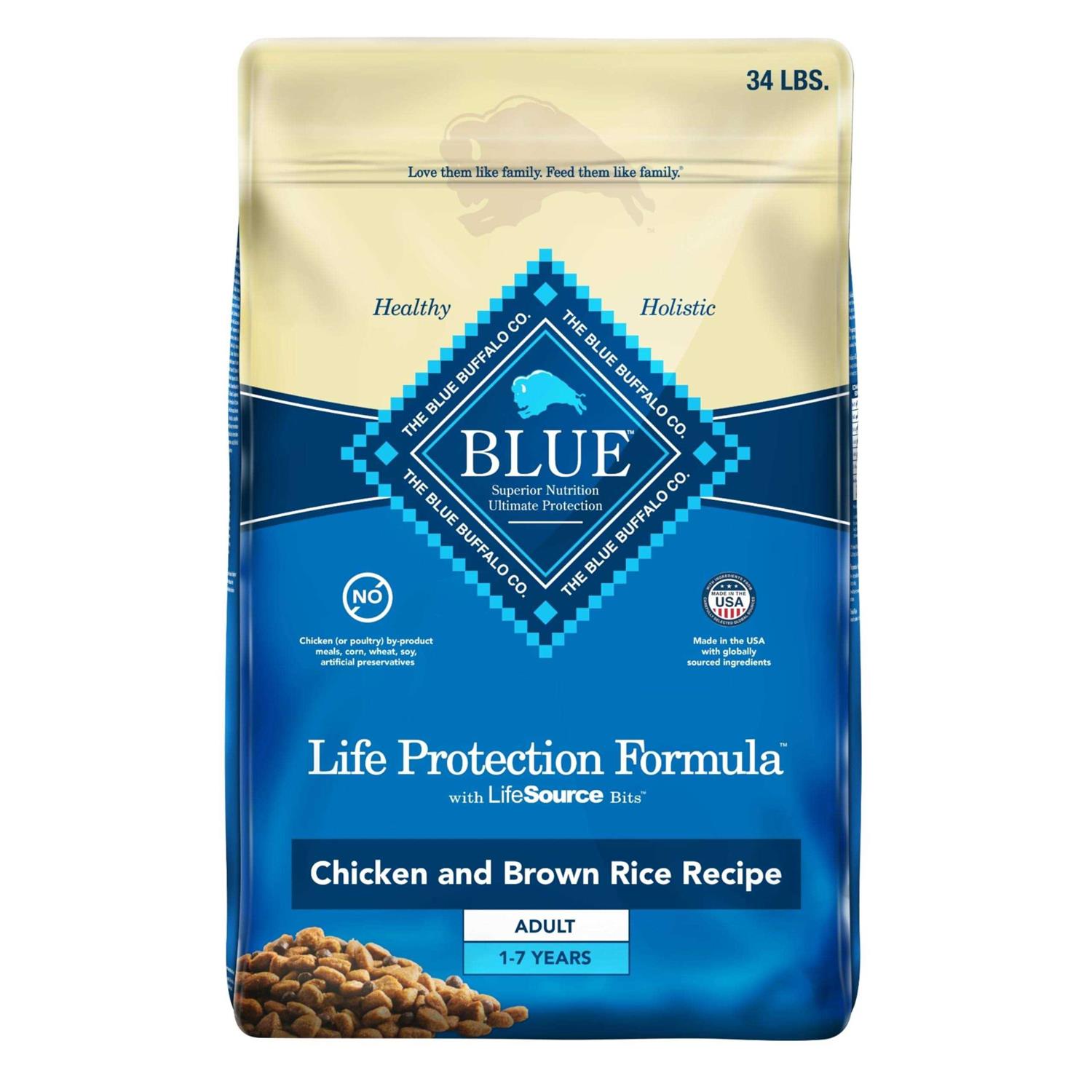 Blue Buffalo Life Protection Formula Natural Adult Dry Dog Food, Chicken and Brown Rice - Pet Supplies online store