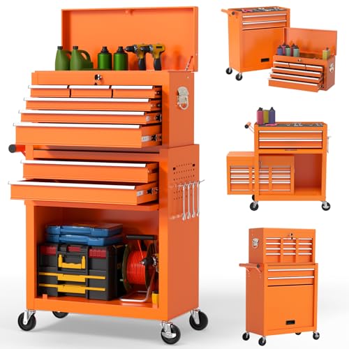 On Shine 8 Drawer Rolling Tool Chest, Large Capacity Rolling Tool Box with Wheels, Locking Mechanical Tool Chest