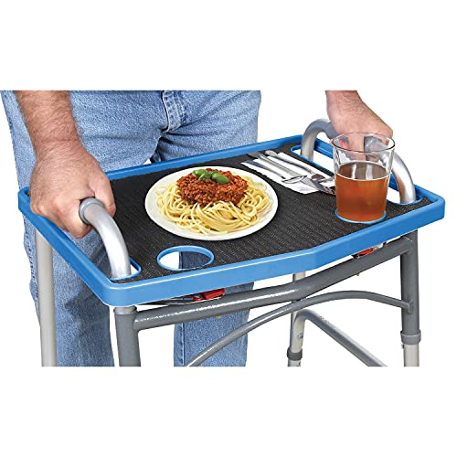 Support Plus Walker Tray Table - Mobility Table Tray for Walker, Non Slip Walker Tray Mat, Walker Accessories Mat, Cup Holder for Walker (21"x16")