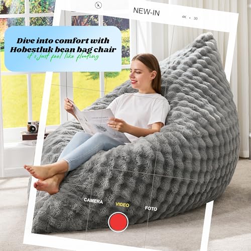 Hobestluk 3 in 1 Bean Bag Chair Giant Bean Bag Chairs Convertible Bean Bag Floor Cushion with Machine Washable Cover