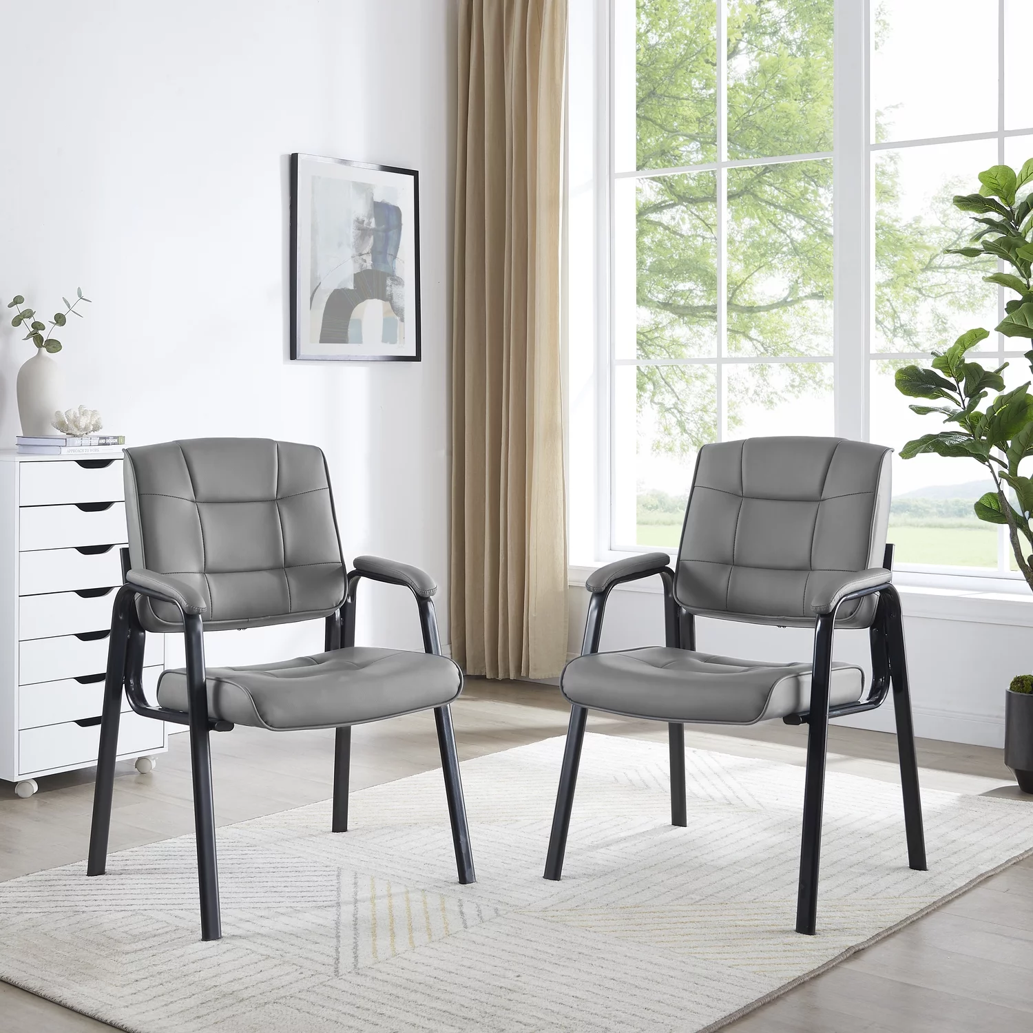 Naomi Home Executive Office Guest Chair-Fabric:Gray