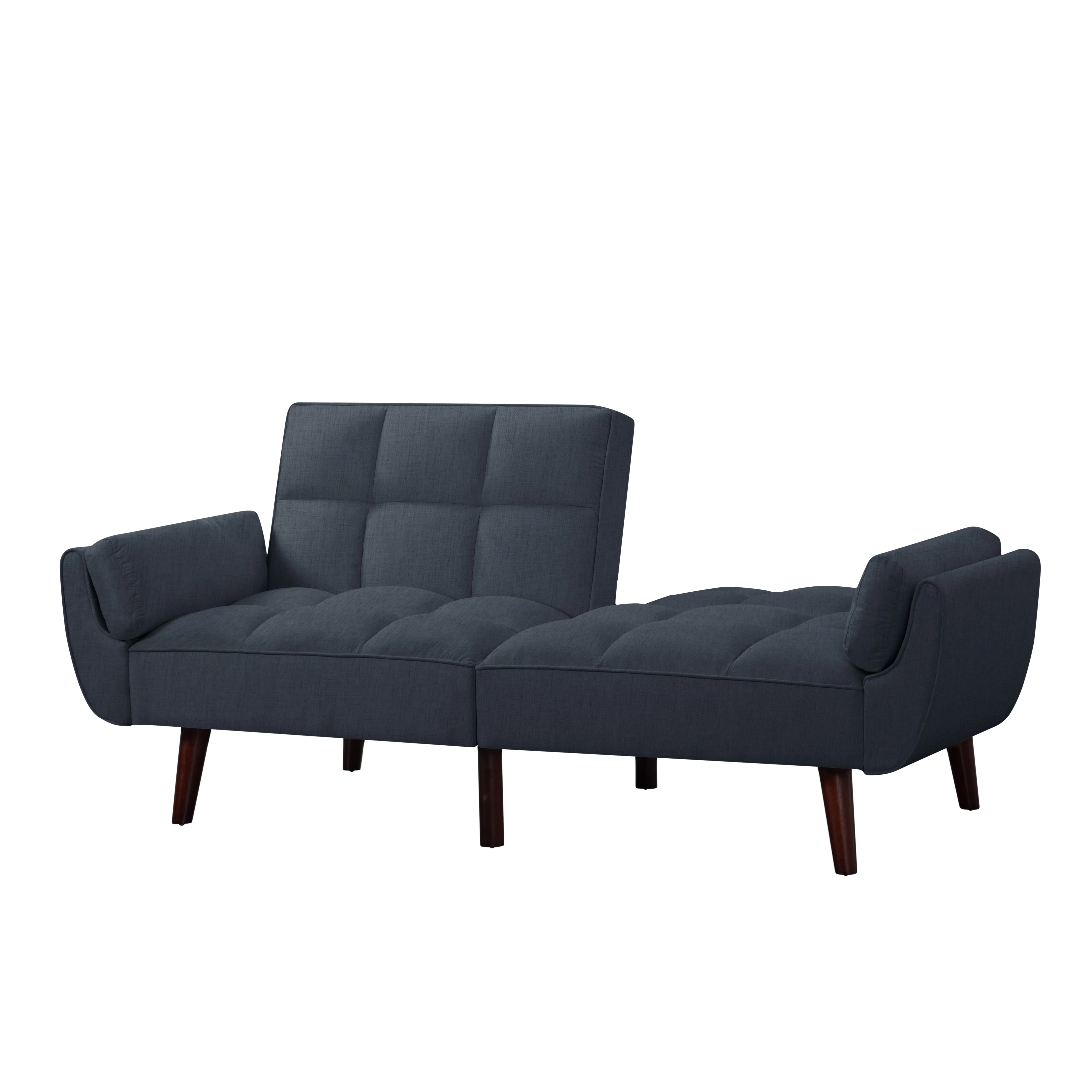 BSHTI 76” Futon Sofa Bed,Upholstered with Polyester,Wood Frame,2 Arm Pillows Included,3 Adjustable Positions ,5 Colors for Choosing