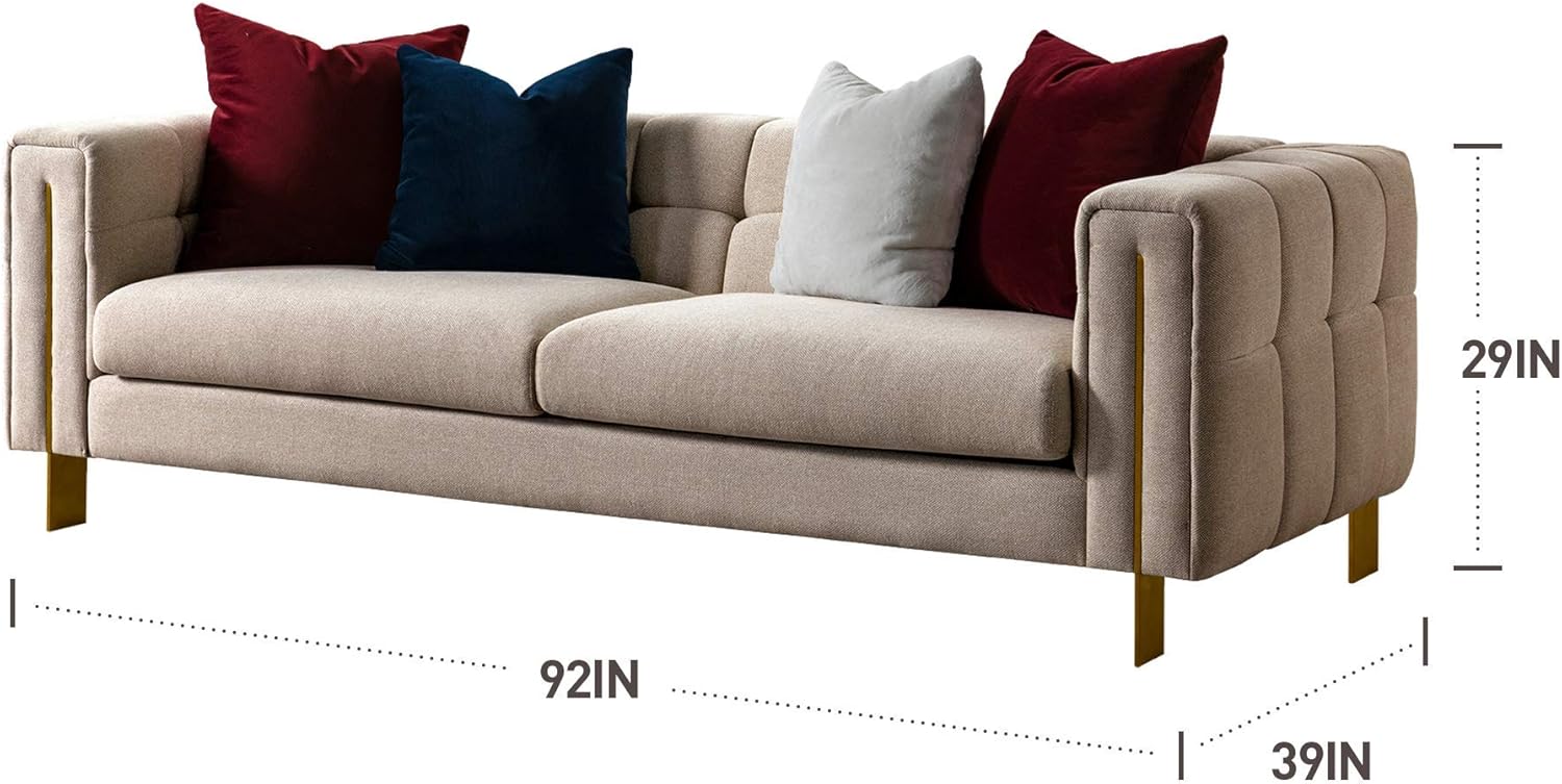 Acanva Modern Living Room Sofa Linen-Like Straight Arm, 69 W Loveseat, Beige