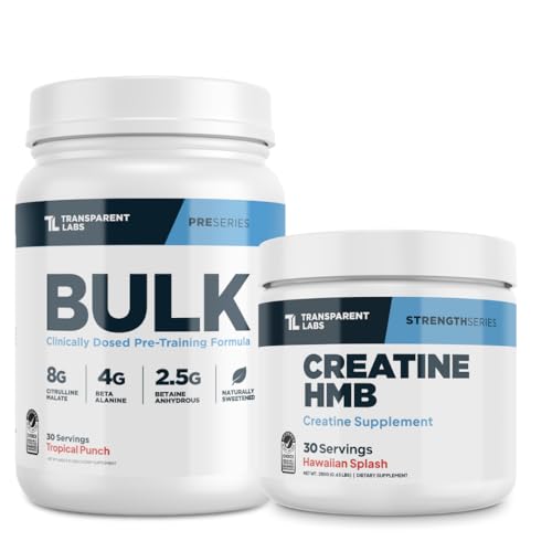Transparent Labs Lean Pre-Workout (30 Servings, Tropical Punch) & Creatine HMB (30 Servings, Hawaiian Splash)