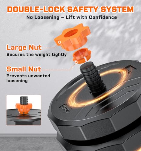 5-in-1 Adjustable Dumbbell Set, 33/44/66/88lbs Free Weights Set with Connector, Used as Kettlebells, Barbell, Push up Stand, Standard 1" Plates