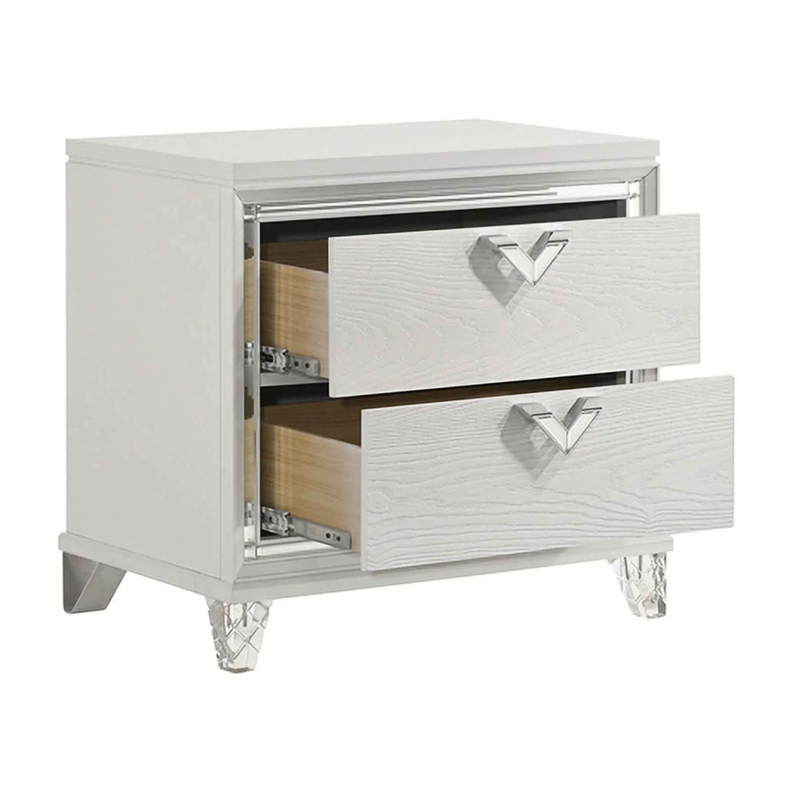 Pemberly Row Prism 5 PC King Modern Bedroom Set made with Wood in White color