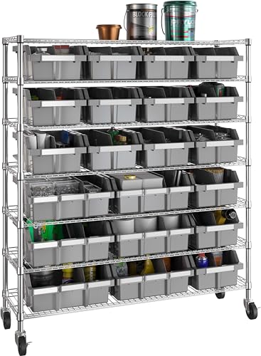 Seville Classics Heavy Duty NSF Bin Rack Solid Steel Wire Shelving Storage Unit, Patented Organizer for Garage, Warehouse, Office, Restaurant