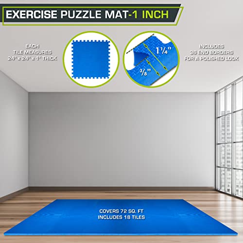 ProsourceFit Extra Thick Puzzle Exercise Mat , EVA Foam Interlocking Tiles for Protective, Cushioned Workout Flooring for Home and Gym Equipment