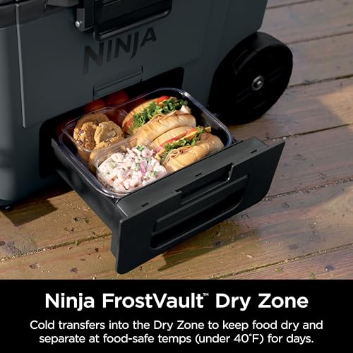 Ninja FrostVault 45qt Wheeled Cooler with Dry Zone, Integrated Fridge-Temp Dry Storage Drawer, Premium Heavy-Duty Insulated Cooler