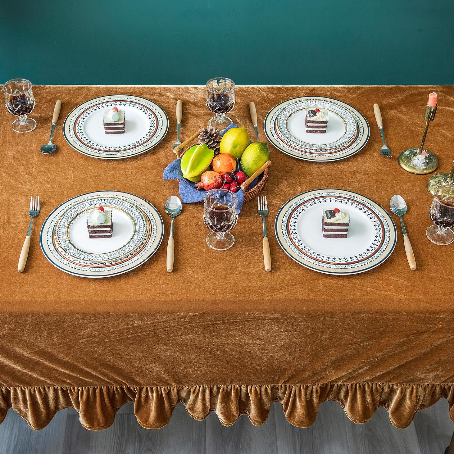 Velvet Tablecloth Luxurious Solid Rectangle Table Cloth