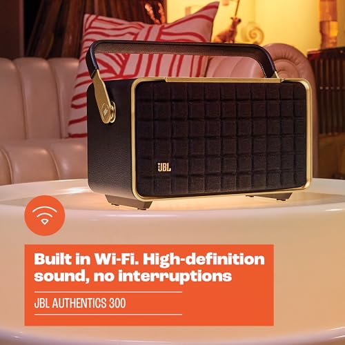 JBL Authentics 200 - Retro Style Smart Home Speaker with Built in Wi-Fi, Bluetooth and Voice Assistants, Alexa and Google Assistant