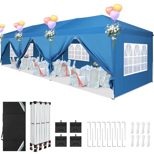 COBIZI Canopy 10x20 Pop Up Canopy Tent with 6 Sidewalls Party Tents for Parties Weddings Backyard Waterproof Canopy Outdoor Commercial Canopy Event