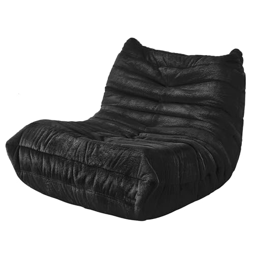 Bean Bag Chairs for Adults Giant Bean Bag Chair Memory Foam BeanBag Chair Big Bean Bag Sofa with Filler Faux Fur Fireside Beanbags Lazy Sofa for