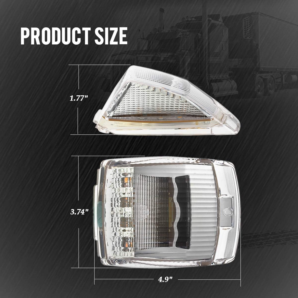 Partsam 5pcs 17 LED Clear Lens 5*3.75 Amber Cab Marker Top Roof Running Truck Cab Light Waterproof Top Reflective Lights Compatible with