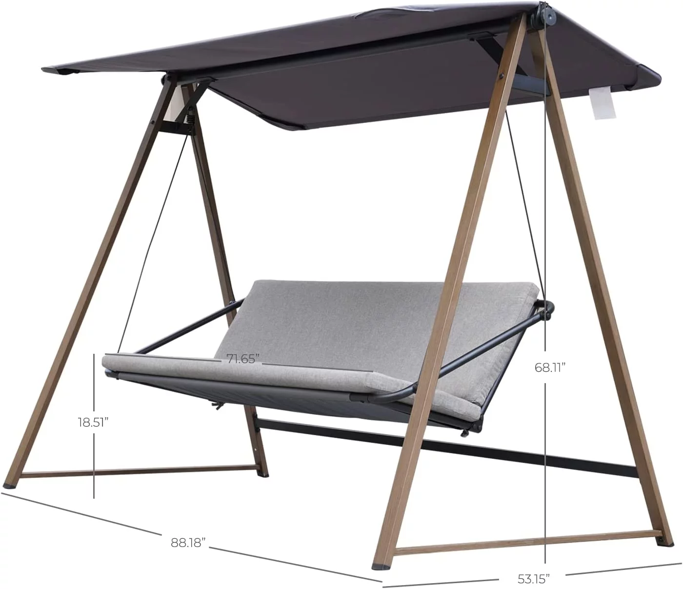 Grand Patio Outdoor Herning 3-Seat Porch Swing with Stand, Gray