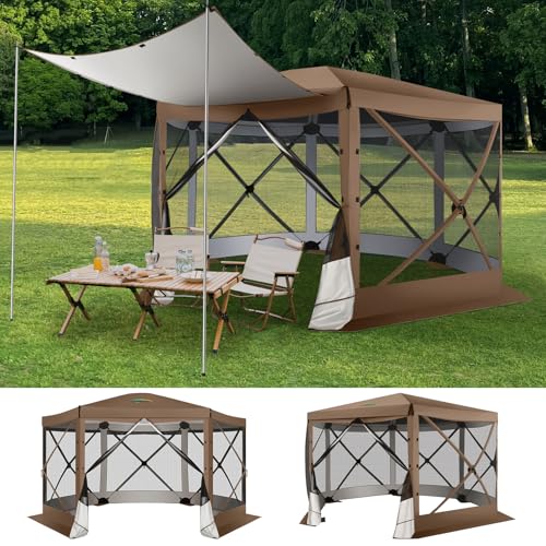 COBIZI 12x12ft Pop up Gazebo Screen Tent Screen House for Camping, Camping Outdoor Screened Gazebo, Canopy Tent