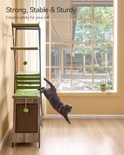 FourFurPets 72.4" Modern Cat Tower for Indoor Cats - Multi-Level Condo With Caves, Tall Tree With Scratching Board, Wooden Tower With Large Perch