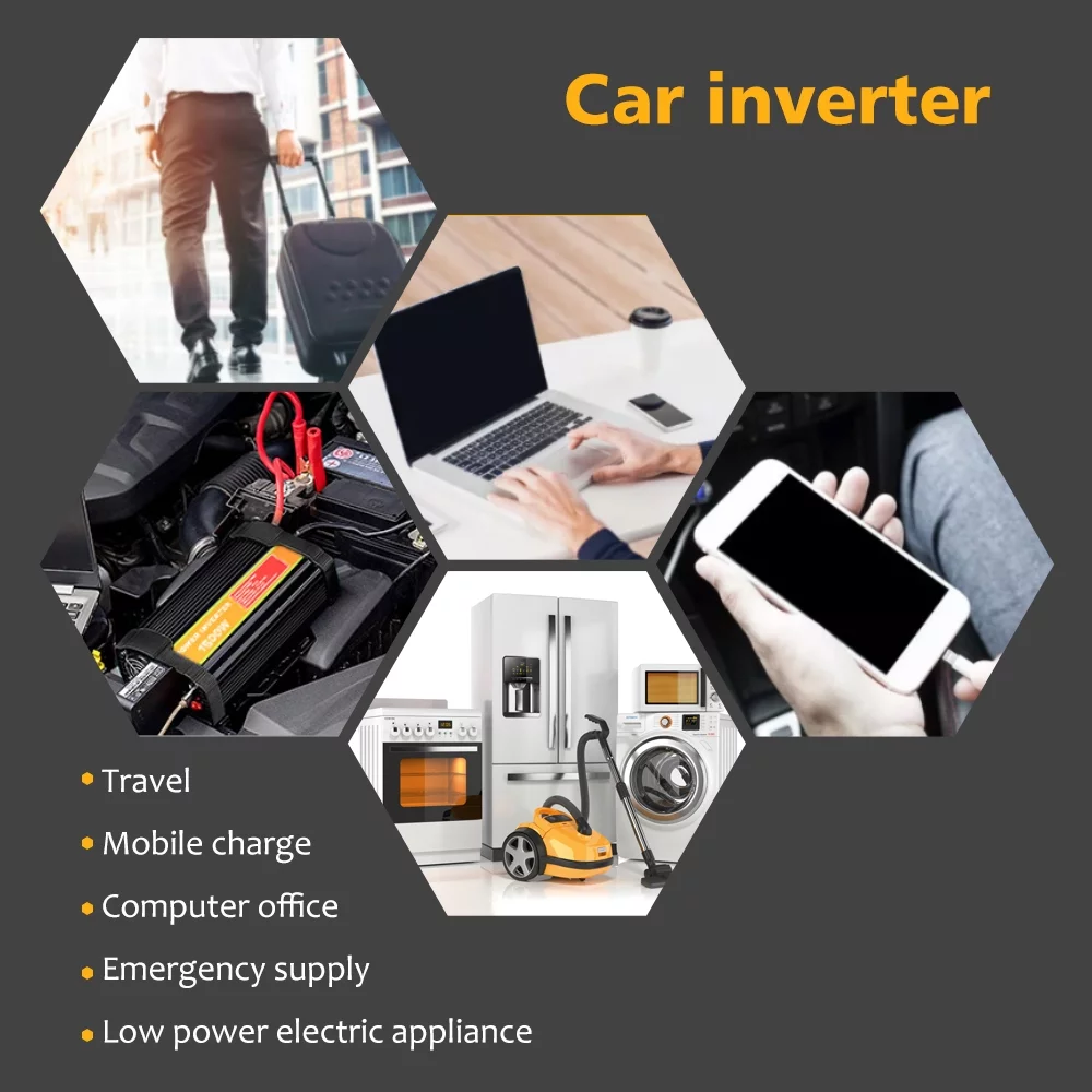 Modified Sine Inverter High Frequency 16000W Peak Power Watt Power Inverter DC to AC Converter Car Power Inverter with 2.1A Dual USB Port