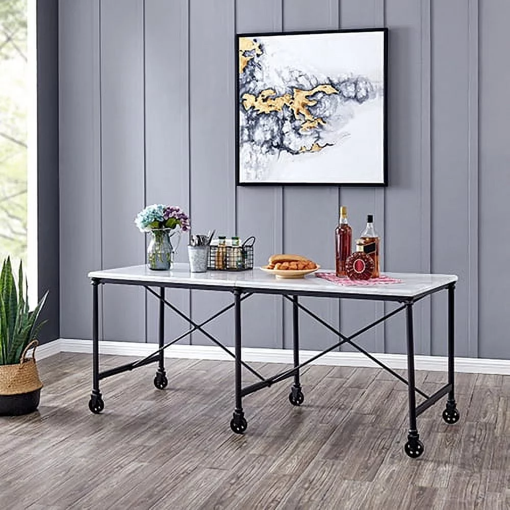 Trie Faux Stone Rolling Kitchen Island