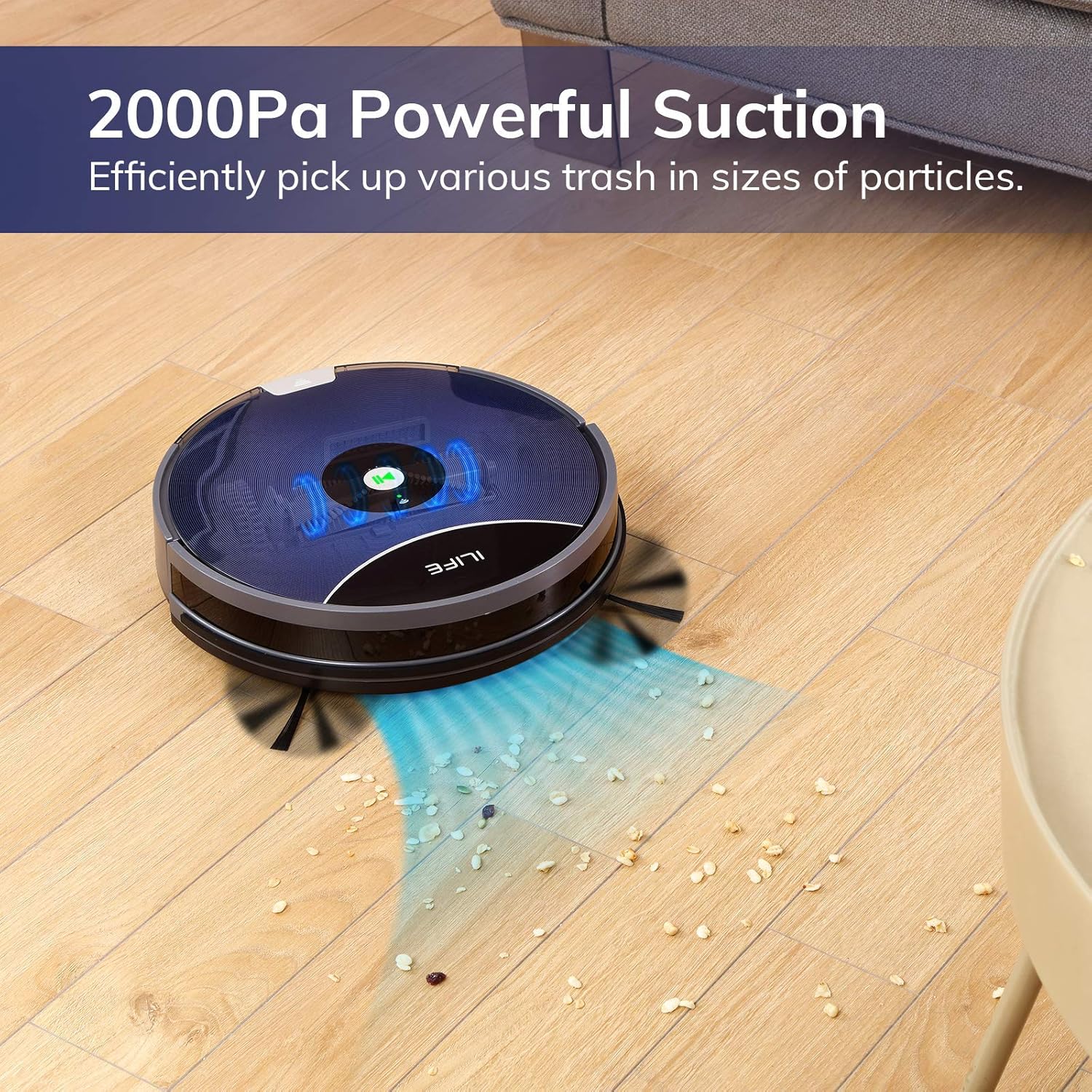 ILIFE A80 Max Robot Vacuum Cleaner, 2000Pa Max Suction, Wi-Fi Connected, Works with Alexa, 2-in-1 Roller Brush, Self-Charging, Slim and Quiet