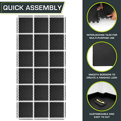 ProsourceFit Extra Thick Puzzle Exercise Mat , EVA Foam Interlocking Tiles for Protective, Cushioned Workout Flooring for Home and Gym Equipment