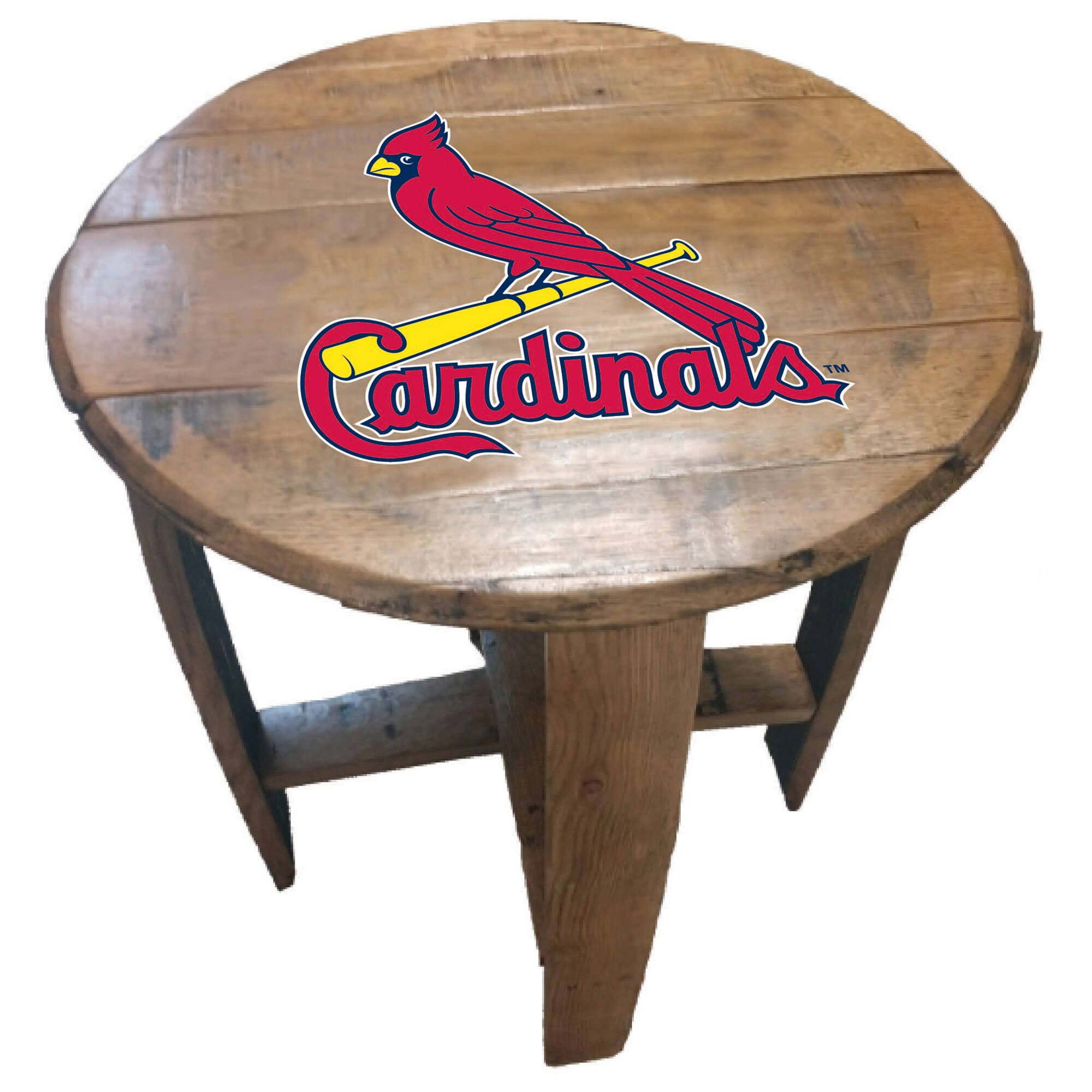 Imperial St. Louis Cardinals Oak Barrel Table