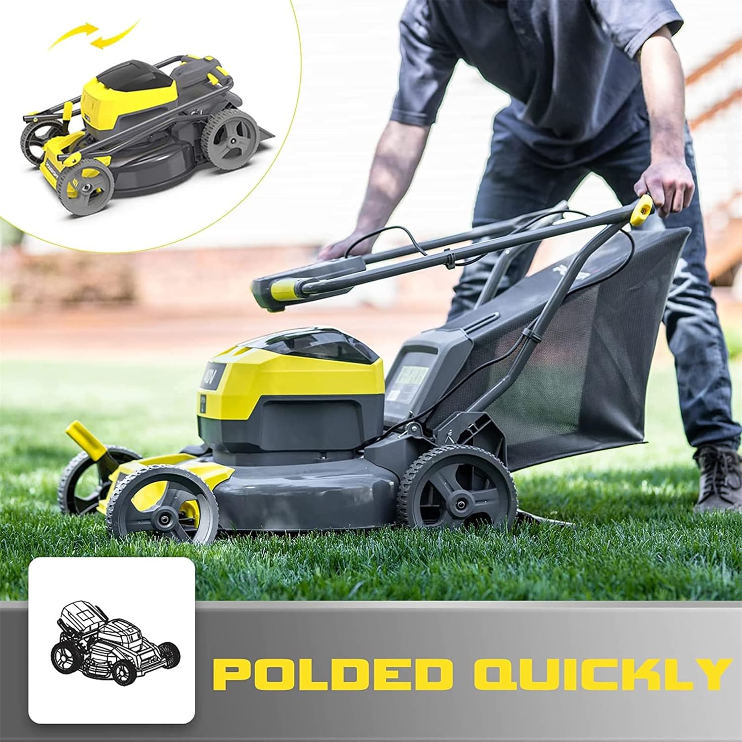 PowerSmart Cordless Lawn Mower 17 Inch 3-in-1 with 40V 4.0Ah Lithium-ion Battery and Charger