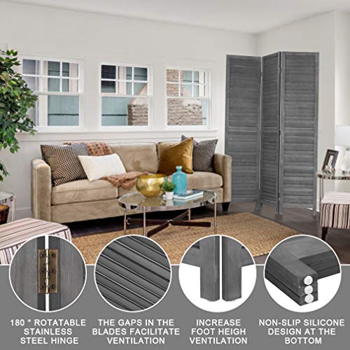 Room Divider 6 Panel Wood Privacy Screen Folding Partition Wall Room Dividers Freestanding White 5.57 FT Tall Divider for Room Separation