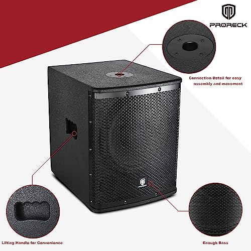PRORECK SP-18X Active Powered PA DJ Subwoofer Cabinet 18 inch 3000W P.M.P.O with Class-D Amplifier, 3 DSP Presets-Monitor, Coil Bass Reinforcement