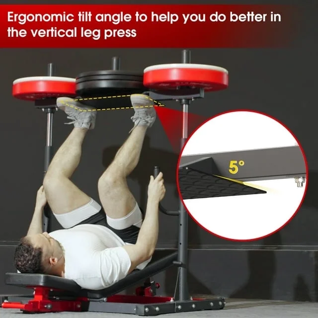 syedee Vertical Leg Press Machine, 600LBS Leg Strengthening Workout Machine with Transport Wheels and 3 Height Choice