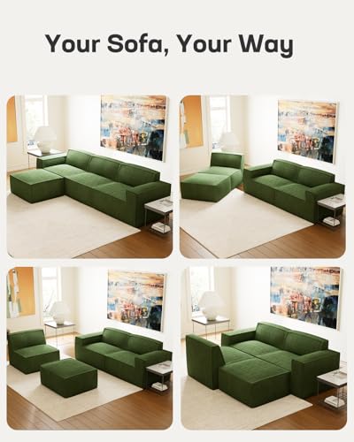 Marsail 142" Oversized Deep U Shaped Modular Sofa, Corduroy Cloud Couches with Deep Seats and High-Back Design
