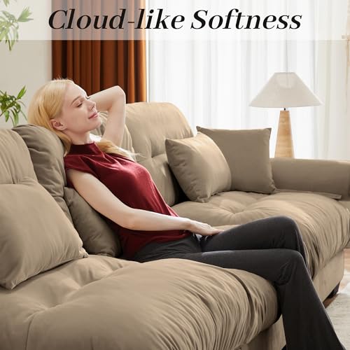 130" Modular Sectional Sofa,Velvet Upholstered Couches for Living Room,3 Seater Green Sofa Couch with Movable Ottoman