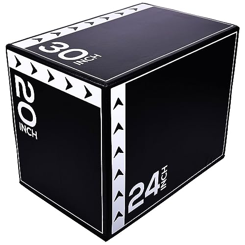 BalanceFrom 3 in 1 20 x 24 x 30 Inch or 20 x 24 x 16 Inch Foam Plyometric Box Jumping Exercise Jumping Trainer, 16-Pound or 60-Pound